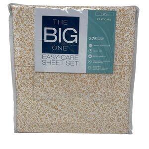 Kohls The Big One Twin Size Sheet set yellow gold floral cotton blend NWT